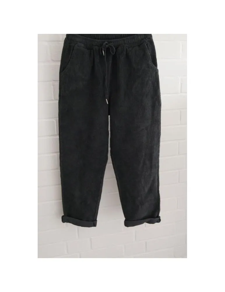 Damen JogPants Cordhose grau grey uni Baumwolle Onesize 36 - 40 8045