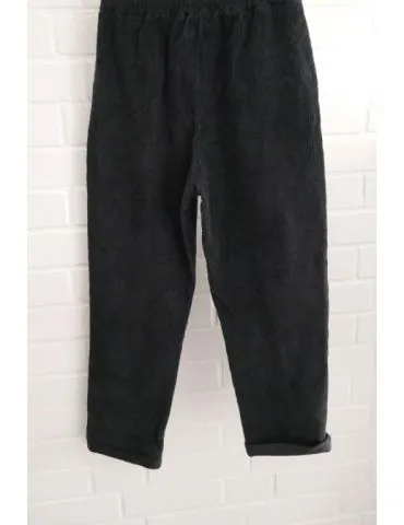 Damen JogPants Cordhose grau grey uni Baumwolle Onesize 36 - 40 8045