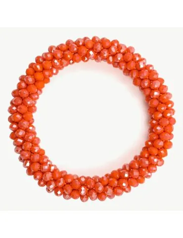Giuno Armband Kristallarmband Perlen dick orange Glanz Schimmer elastisch