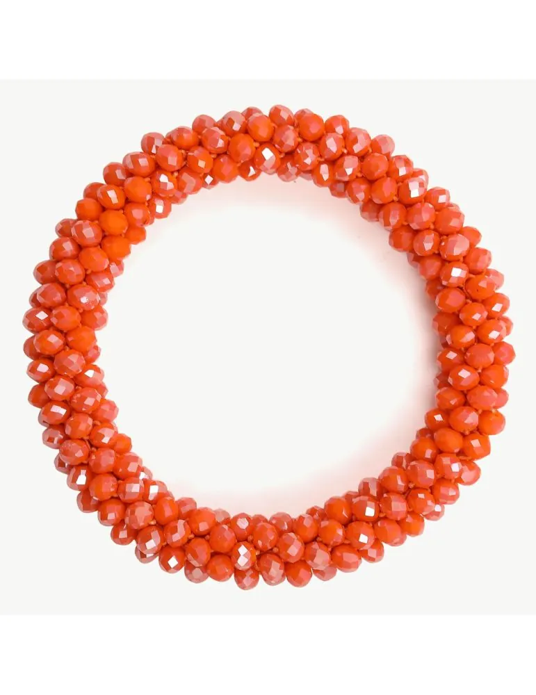 Giuno Armband Kristallarmband Perlen dick orange Glanz Schimmer elastisch