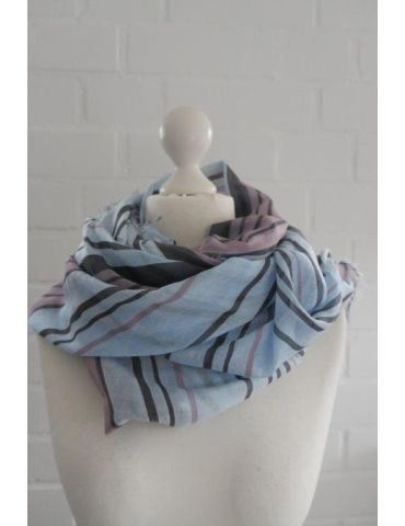 XL Damen Schal Tuch hellblau rose anthrazit Streifen Modal Fransen