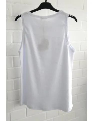 ESViViD Damen Rippen Top Shirt weiß white mit Baumwolle 4208