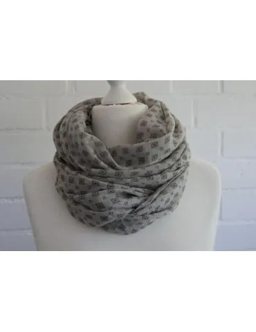 Schal Tuch Loop Made in Italy Seide Baumwolle taupe schwarz Krawattenmuster
