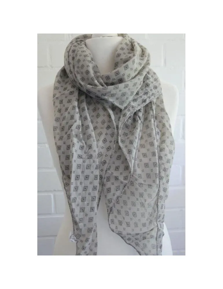 Schal Tuch Loop Made in Italy Seide Baumwolle taupe schwarz Krawattenmuster