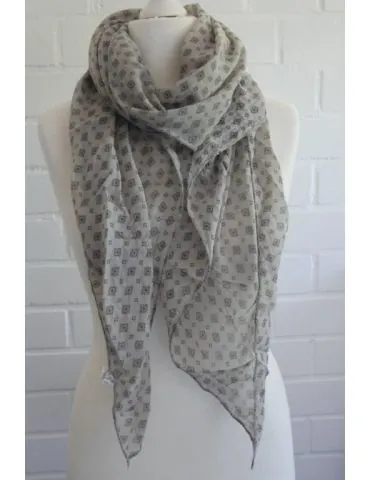 Schal Tuch Loop Made in Italy Seide Baumwolle taupe schwarz Krawattenmuster