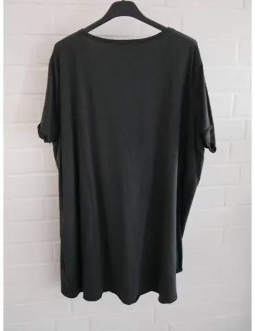Damen Shirt A-Form kurzarm anthrazit V-Ausschnitt Baumwolle Onesize 38 - 46 6561 KA