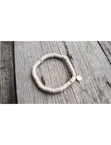 Damen Armband Elastisch sand uni Gummi Kunststoff Plättchen Onesize