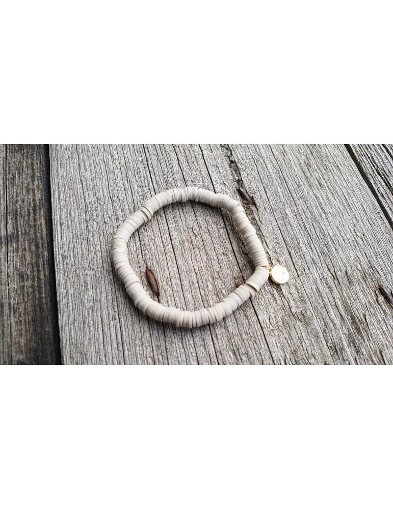 Damen Armband Elastisch sand uni Gummi Kunststoff Plättchen Onesize