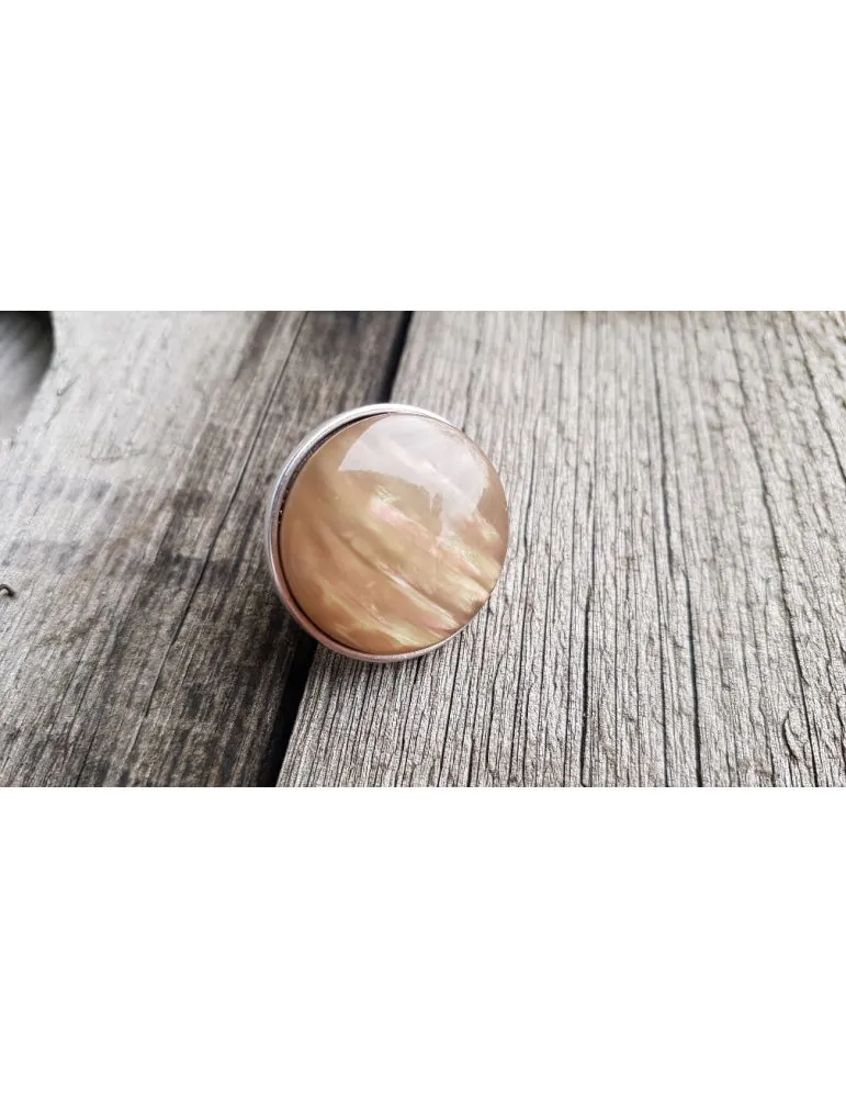 Bijoux Ring Damenring Metall Kunststoff taupe bunt altsilber rund verstellbar