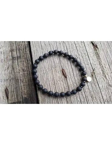 Giuno Perlen Kristallperlen Armband schwarz black Kunststoff elastisch