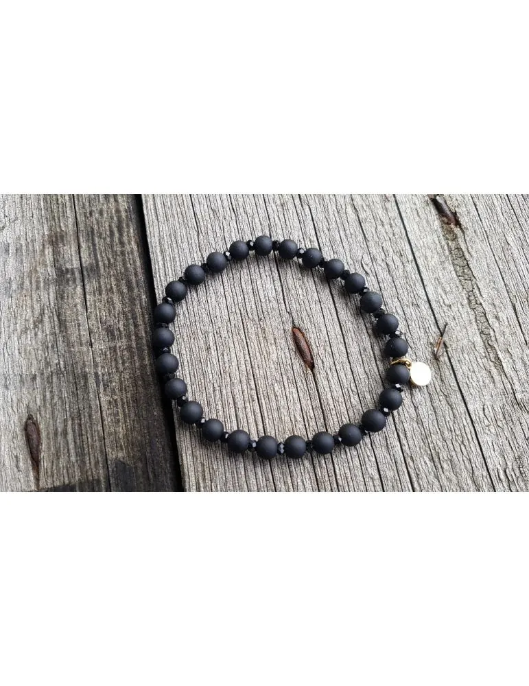 Giuno Perlen Kristallperlen Armband schwarz black Kunststoff elastisch