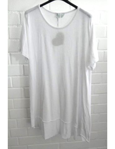 ESViViD Damen Tunika Shirt A-Form weiß white kurzarm mit Baumwolle Onesize ca. 38 - 44