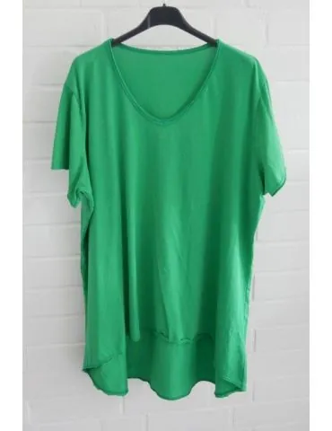 Damen Shirt A-Form kurzarm grasgrün V-Ausschnitt Baumwolle Onesize 38 - 46 6561 KA