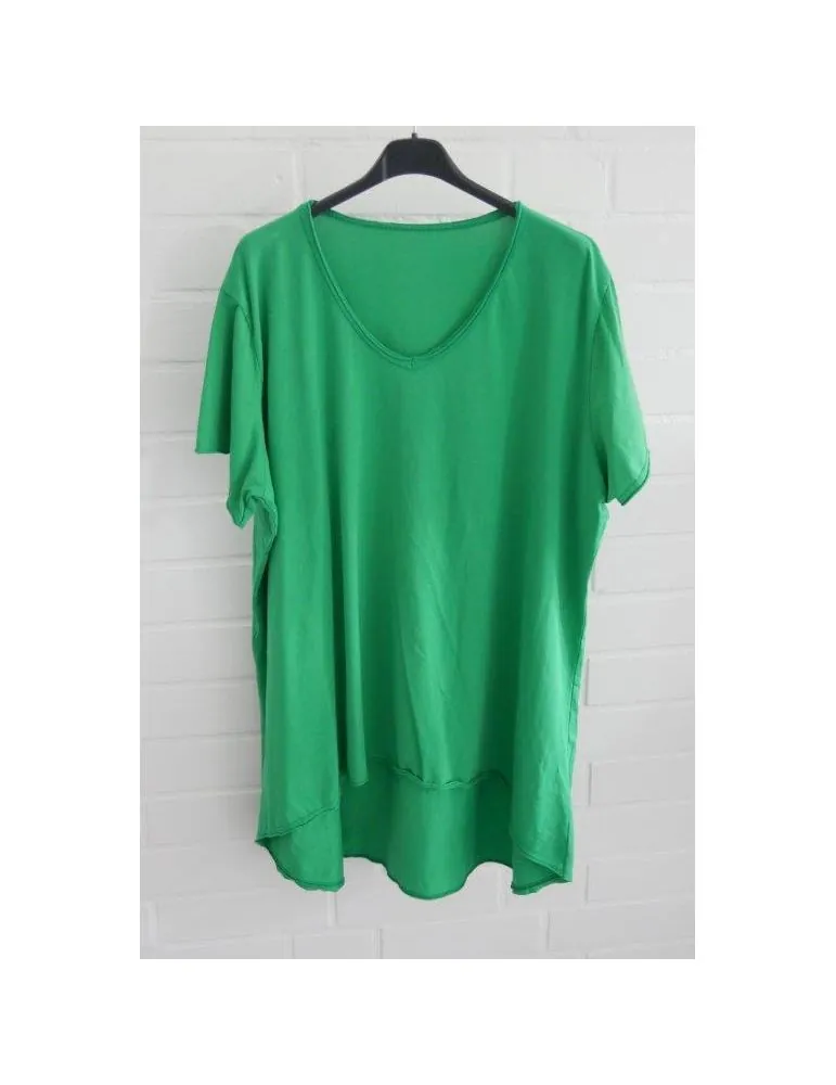 Damen Shirt A-Form kurzarm grasgrün V-Ausschnitt Baumwolle Onesize 38 - 46 6561 KA