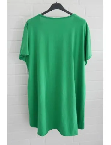 Damen Shirt A-Form kurzarm grasgrün V-Ausschnitt Baumwolle Onesize 38 - 46 6561 KA