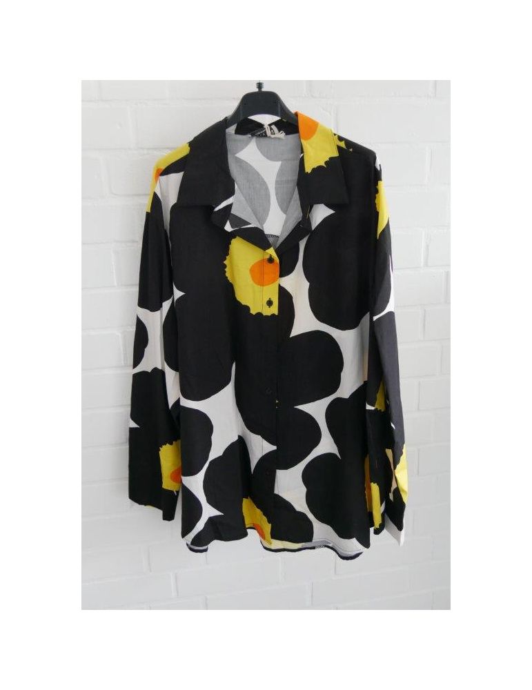 Damen bluse schwarz gelb Clearance