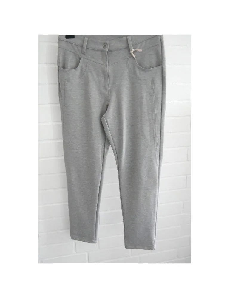 ESViViD Damen Jersey Hose 7/8 mit Viskose hellgrau meliert uni 7572