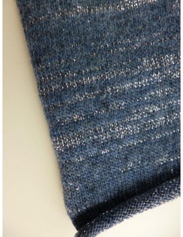Zwillingsherz Mütze jeansblau silber Lurex "1000 Träume weit" mit Kaschmir und Fleece