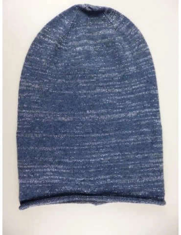 Zwillingsherz Mütze jeansblau silber Lurex...