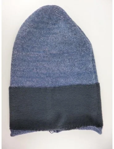 Zwillingsherz Mütze jeansblau silber Lurex "1000 Träume weit" mit Kaschmir und Fleece