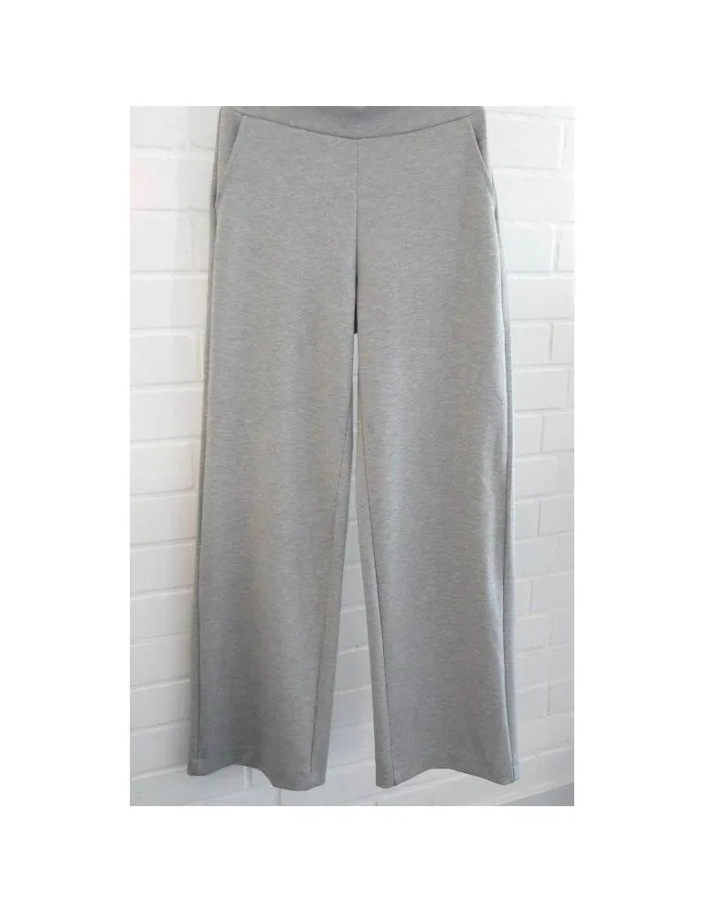 ESViViD trendige Damen Marlene Palazzo Hose hellgrau meliert uni 7342