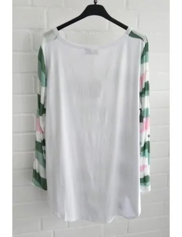 ESViViD Damen Blusen Shirt offwhite rose grün Muster Viskose 4227