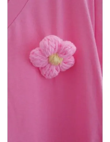 ESViViD Damen Shirt kurzarm pink Brosche mit Baumwolle Onesize ca. 38 40