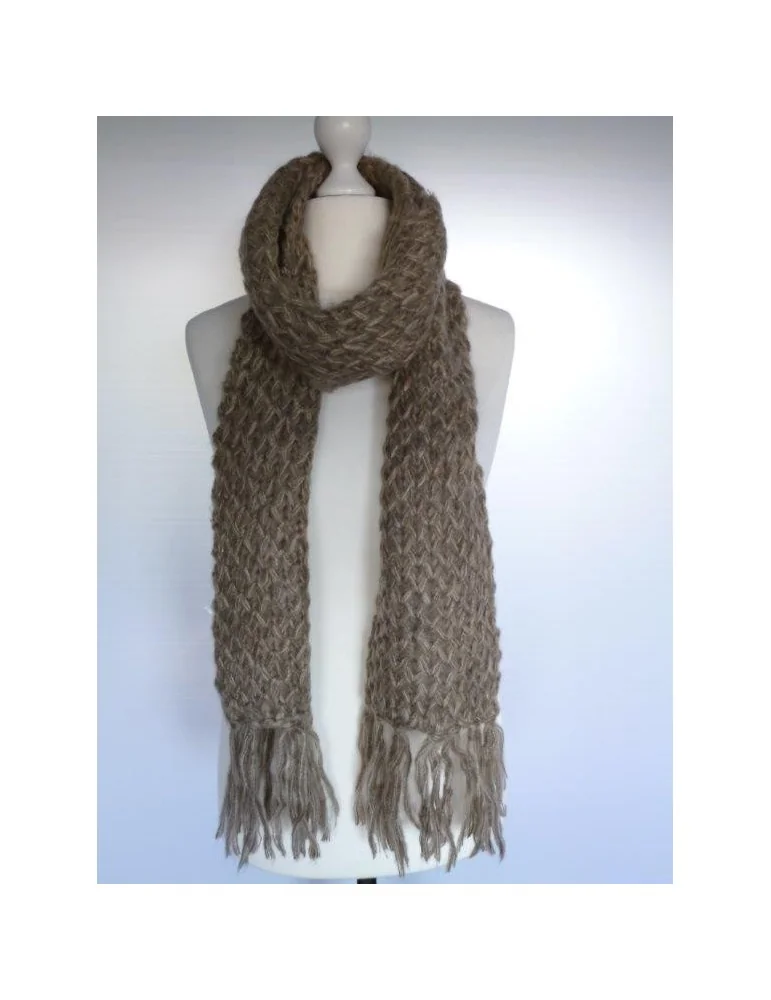 Schal taupe beige Klassiker mit Fransen