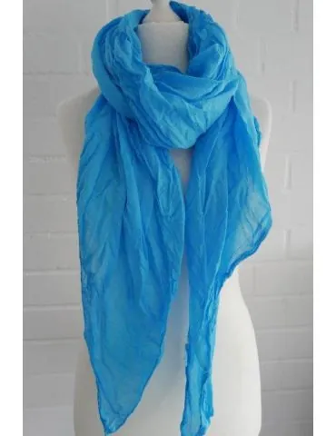 XXL Damen Schal Tuch türkis durchgefärbt 100% Baumwolle Asymmetrisch
