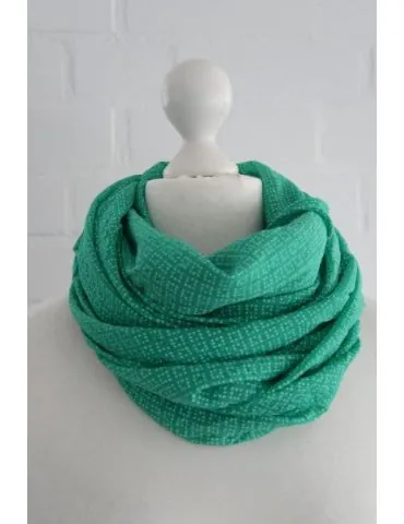 Tuch Loop Made in Italy Seide Baumwolle grasgrün weiß Krawattenmuster S 266