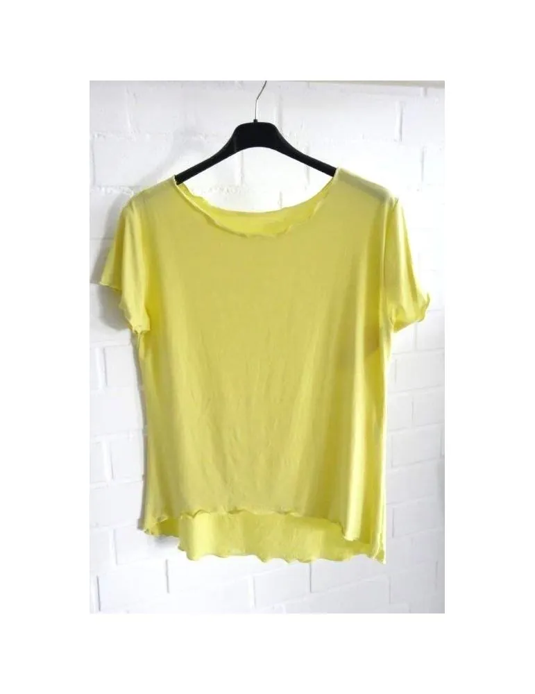 Damen Shirt kurzarm zitronengelb mit Viskose Wellen Onesize 36 - 40 8420V