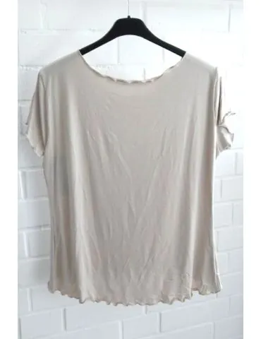 Damen Shirt kurzarm beige mit Viskose Wellen Onesize 36 - 40 8420V