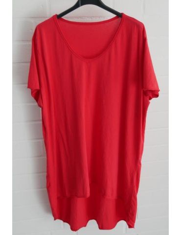 Damen Shirt A-Form kurzarm rot red V-Ausschnitt Baumwolle Onesize 38 - 46 6561 KA