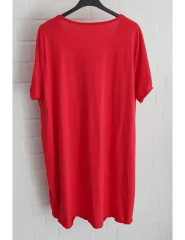 Damen Shirt A-Form kurzarm rot red V-Ausschnitt Baumwolle Onesize 38 - 46 6561 KA