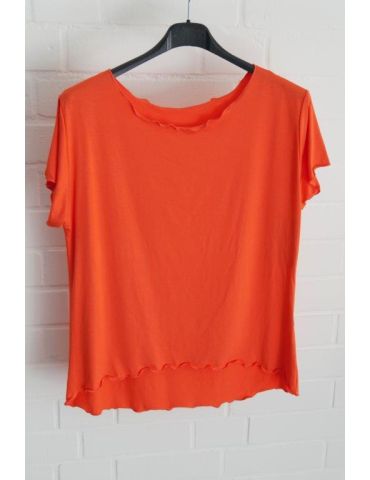 Damen Shirt kurzarm orange mit Viskose Wellen Onesize 36 - 40 8420V