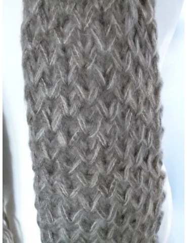 Schal taupe beige Klassiker mit Fransen Polyacryl