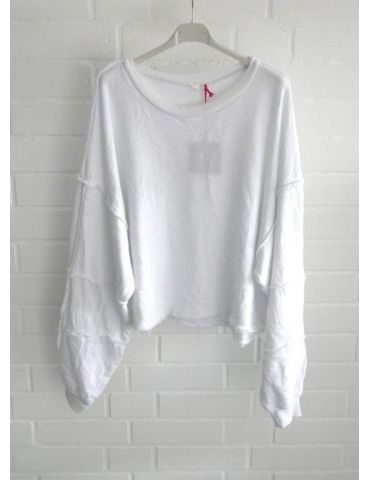 Damen Oversize Sweat Shirt langarm weiß white Baumwolle Onesize 38 - 44 588401