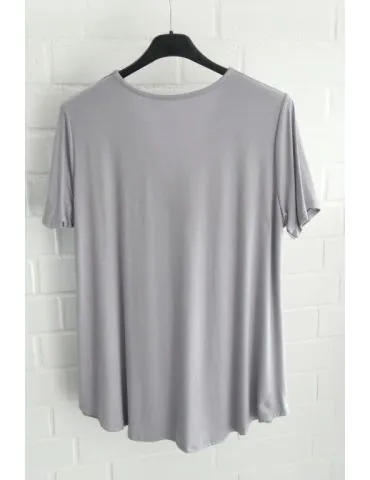 Schickes Damen Kurzarm Shirt hellgrau mit Viskose Kellerfalte Onesize 38 - 42 010 K