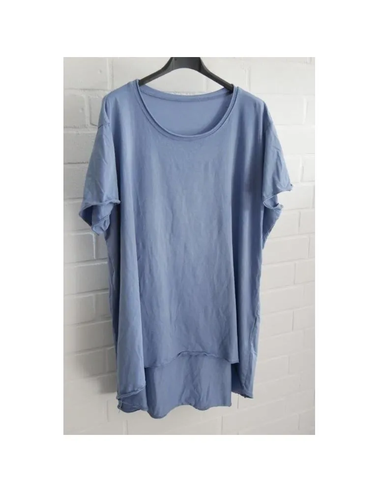 Damen Shirt A-Form kurzarm jeansblau Baumwolle Onesize ca. 38 - 46 6036