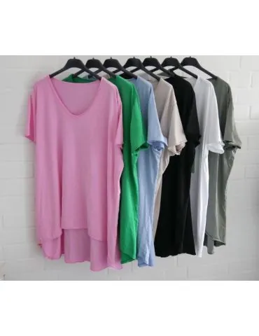 Damen Shirt A-Form kurzarm pink V-Ausschnitt...