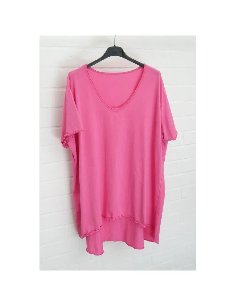 Damen Shirt A-Form kurzarm pink V-Ausschnitt Baumwolle Onesize 38 - 46 6561 KA