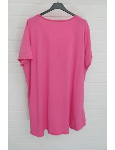 Damen Shirt A-Form kurzarm pink V-Ausschnitt Baumwolle Onesize 38 - 46 6561 KA