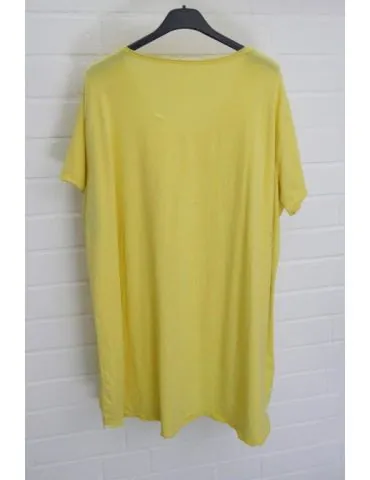 Damen Shirt A-Form kurzarm zitronengelb V-Ausschnitt Baumwolle Onesize 38 - 46 6561 KA