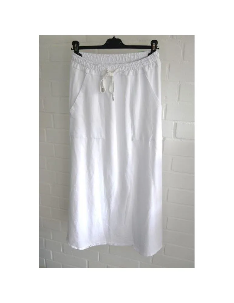 Damen Jersey Rock weiß white uni A-Form mit Baumwolle Onesize 38 - 42 8427