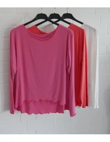 Damen Shirt langarm weiter uni hellgrau mit Viskose Wellen Onesize 38 - 42 8415V