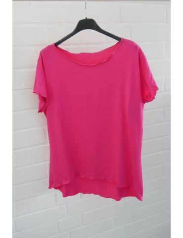 Damen Shirt kurzarm pink mit Viskose Wellen Onesize 36 - 40 8420V