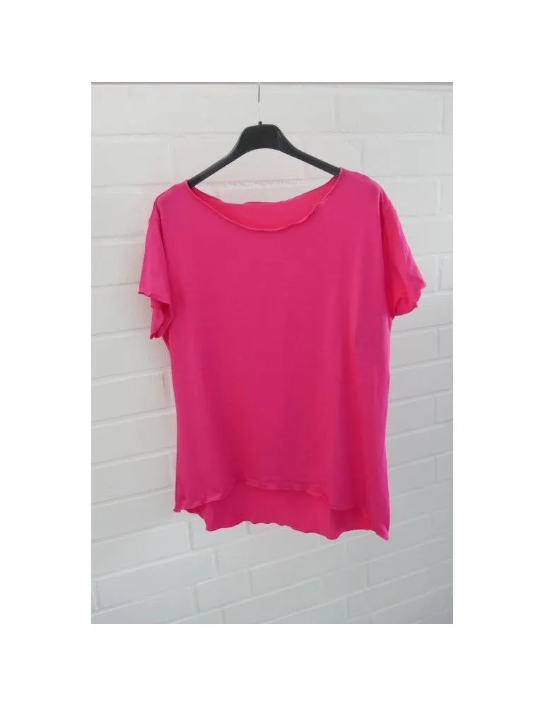 Damen Shirt kurzarm pink mit Viskose Wellen Onesize 36 - 40 8420V