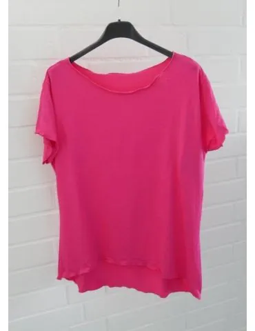Damen Shirt kurzarm pink mit Viskose Wellen Onesize 36 - 40 8420V