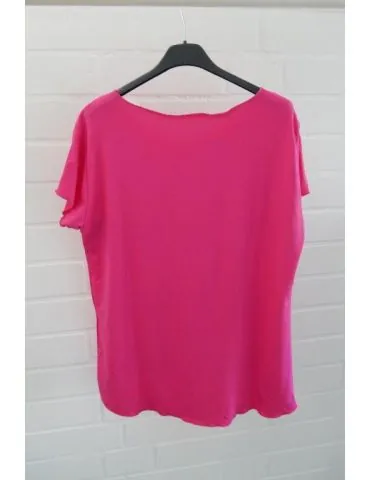 Damen Shirt kurzarm pink mit Viskose Wellen Onesize 36 - 40 8420V