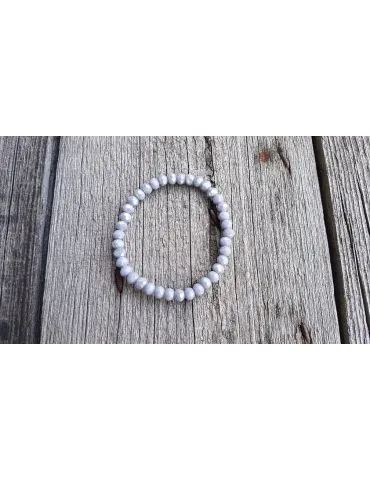 Armband Kristallarmband Perlen grau 5,5 mm Glitzer Schimmer elastisch